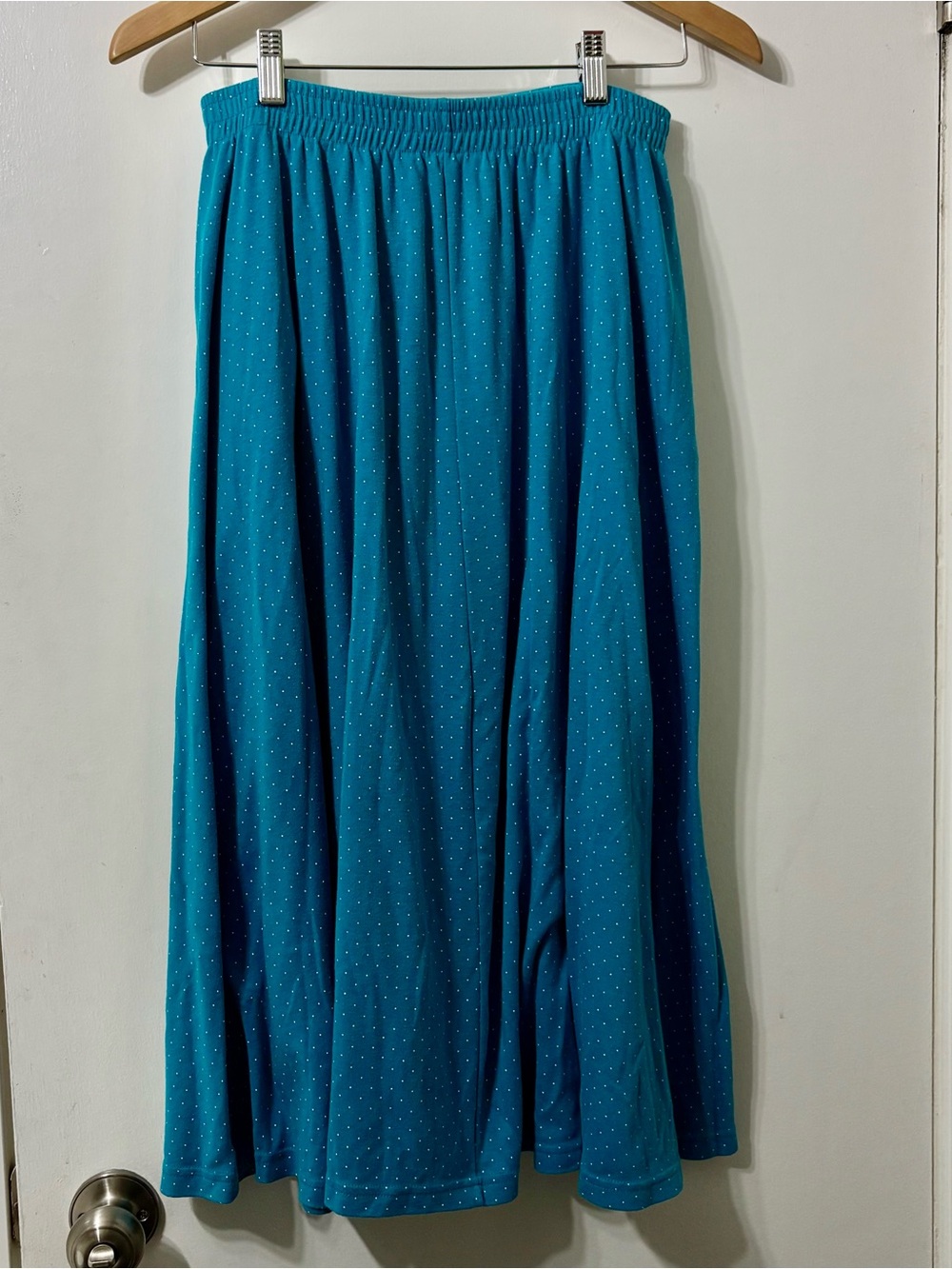 Weekenders Teal Polka Dot Elastic Waist Maxi Skirt